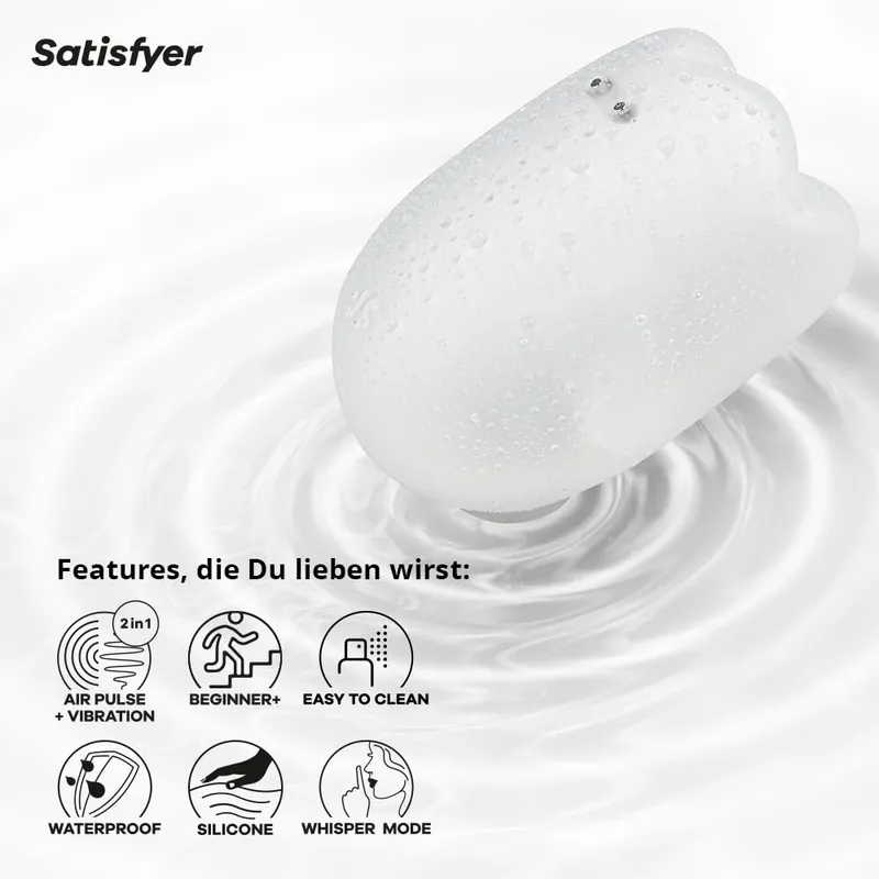 SATISFYER Glowing Ghost Air Pulse Vibrator 2-in-1 Waterdicht Wit — foto 4