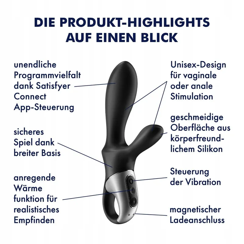 SATISFYER Anale Vibrator Bluetooth Verwarming App Siliconen 20cm — foto 3