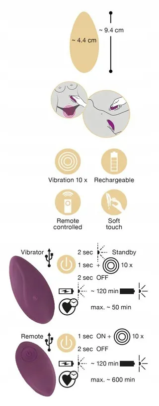 ORION Ligvibrator Afstandsbediening 10 Standen G-Punt Paars — miniatuur 6