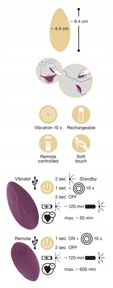 ORION Ligvibrator Afstandsbediening 10 Standen G-Punt Paars — foto 6