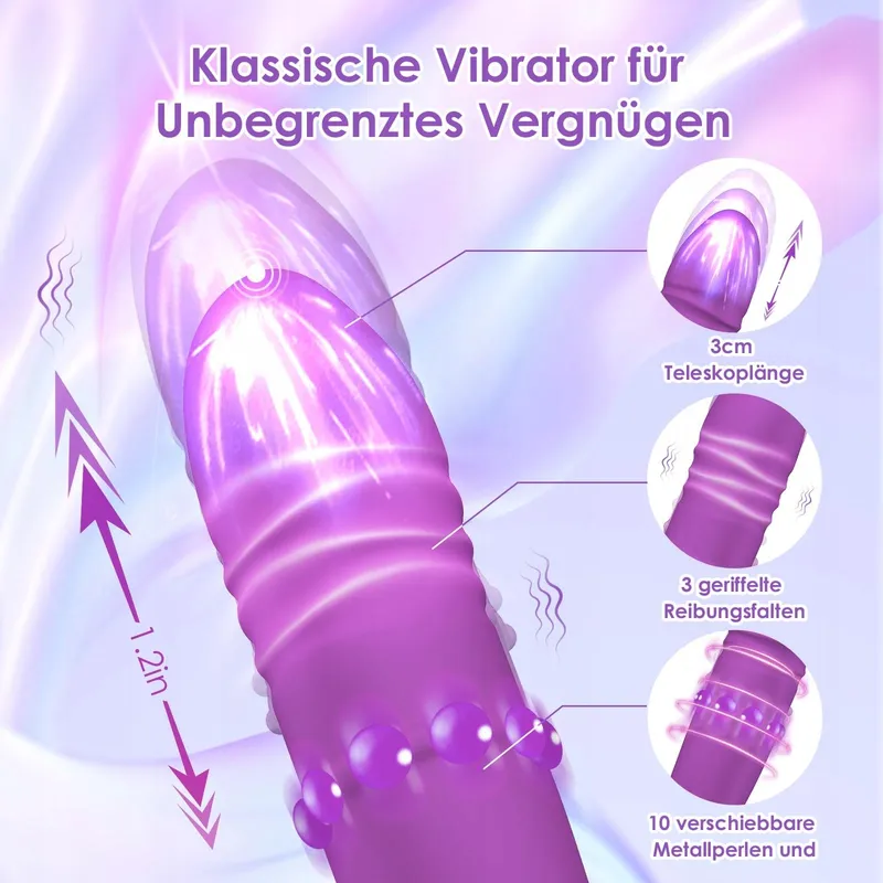 DILDO VIBRATOR Vrouwen G-Punt Klitoris 10 Standen Telescopisch — foto 5