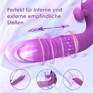 DILDO VIBRATOR Vrouwen G-Punt Klitoris 10 Standen Telescopisch — miniatuur 4