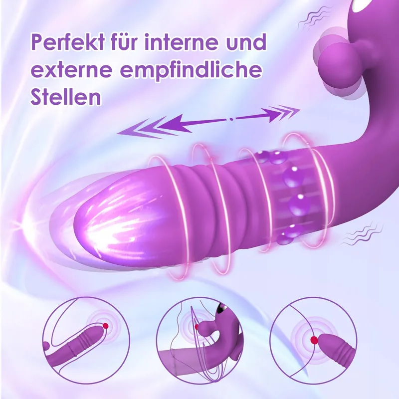 DILDO VIBRATOR Vrouwen G-Punt Klitoris 10 Standen Telescopisch — foto 4