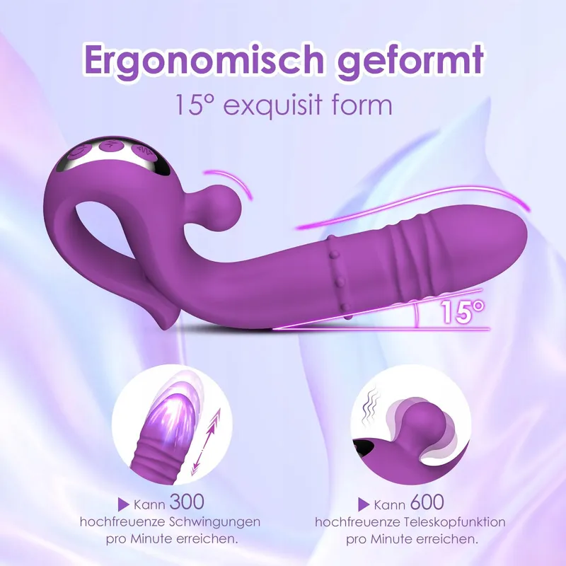 DILDO VIBRATOR Vrouwen G-Punt Klitoris 10 Standen Telescopisch — foto 6
