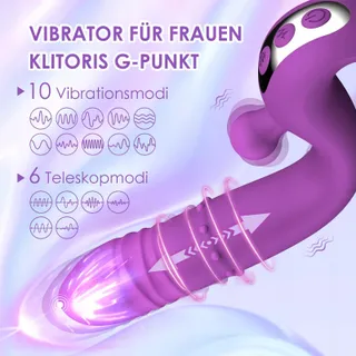 DILDO VIBRATOR Vrouwen G-Punt Klitoris 10 Standen Telescopisch — miniatuur 3