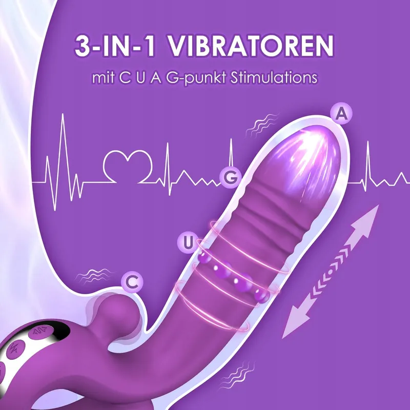 DILDO VIBRATOR Vrouwen G-Punt Klitoris 10 Standen Telescopisch — foto 2