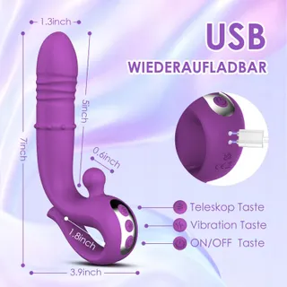 DILDO VIBRATOR Vrouwen G-Punt Klitoris 10 Standen Telescopisch — miniatuur 9