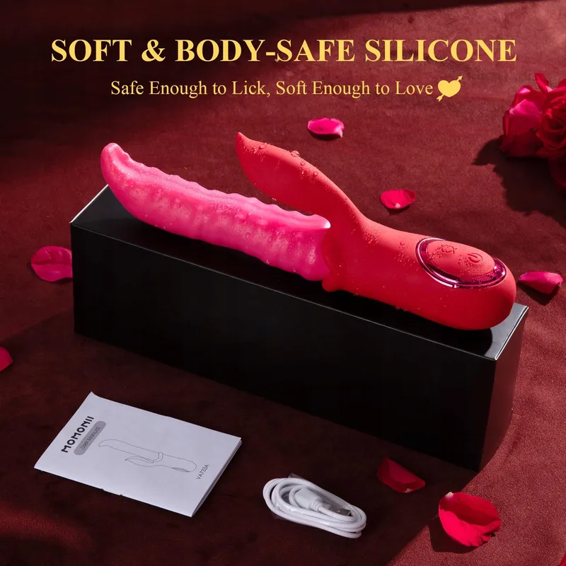 DILDO Vibrator met Tong 3-in-1 Vrouwen Klitoris G-Punt — foto 9