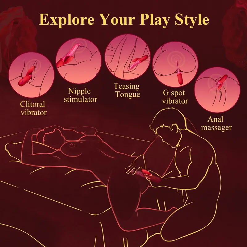 DILDO Vibrator met Tong 3-in-1 Vrouwen Klitoris G-Punt — foto 4