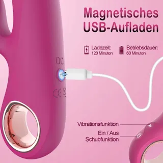 RABBIT Vibrator Voor Vrouwen Met Stootfunctie 10 Modi Roze — miniatuur 8