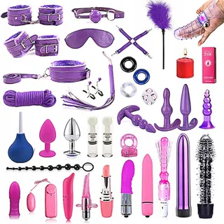 BONDAGE BDSM Set 38-delig Voor Paren En Beginners Paars — miniatuur 1