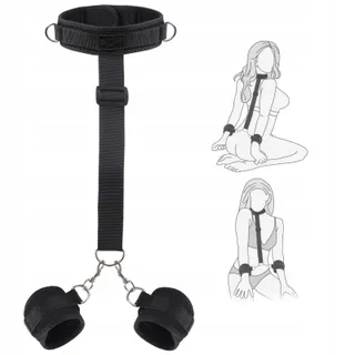 BDSM Bondageset Paren Handboeien Halsband Verstelbaar Fetisj — miniatuur 1