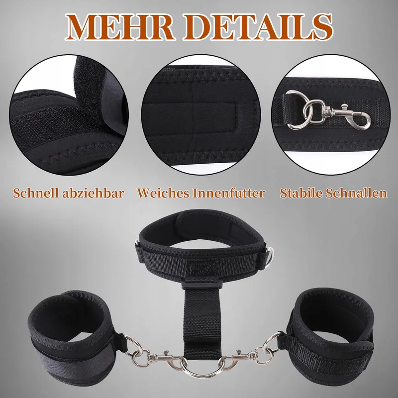 BDSM Bondageset Paren Handboeien Halsband Verstelbaar Fetisj — foto 3