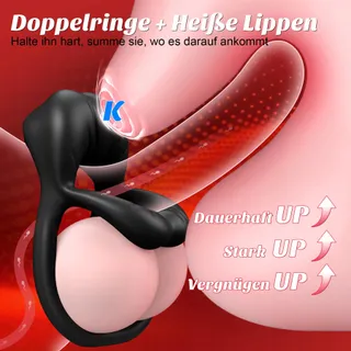 Dual Penisring Vibrator met Klitoris Stimulator 9 Trilstanden — miniatuur 2