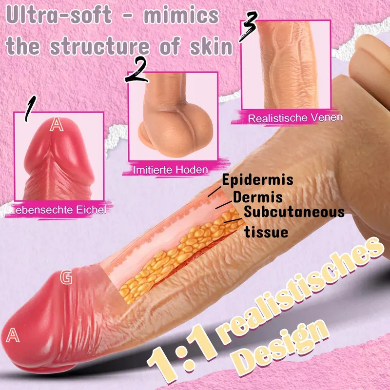 DILDO VIBRATOR Realistische Dildo met Stootfunctie voor Vrouwen — foto 4