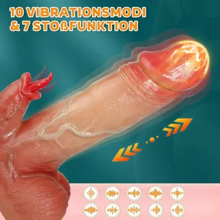 ALLMAY Vibrator Dildo 10 Vibraties 7 Standen Verwarming G-Punt Anaal — miniatuur 5