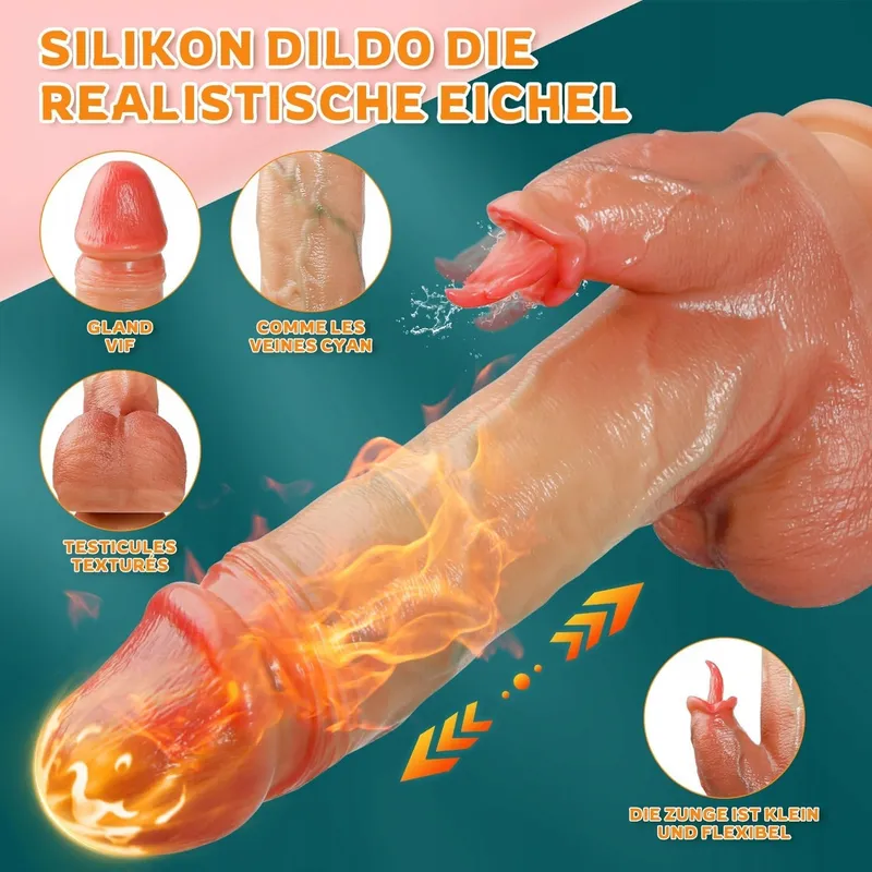 ALLMAY Vibrator Dildo 10 Vibraties 7 Standen Verwarming G-Punt Anaal — foto 4
