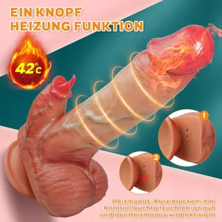 ALLMAY Vibrator Dildo 10 Vibraties 7 Standen Verwarming G-Punt Anaal — miniatuur 3