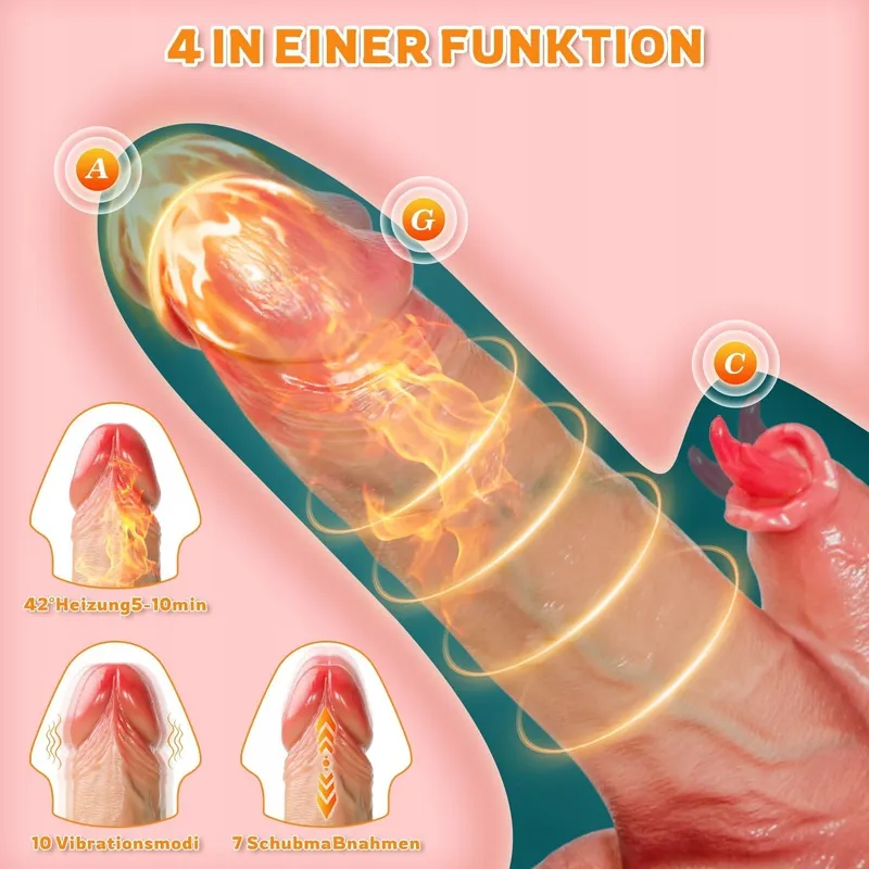 ALLMAY Vibrator Dildo 10 Vibraties 7 Standen Verwarming G-Punt Anaal — foto 2