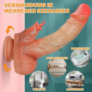 ALLMAY Vibrator Dildo 10 Vibraties 7 Standen Verwarming G-Punt Anaal — miniatuur 7