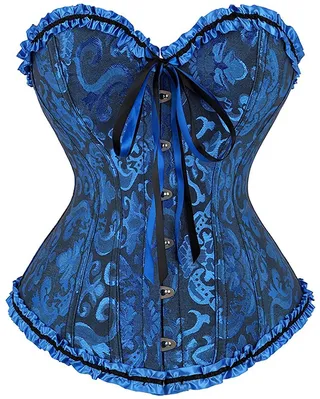 SZIVYSHI Korset Steampunk Gotisch Zwart Blauw S