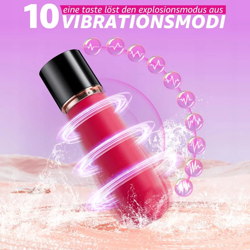 Lipstick Mini Vibrator Vrouwen 10 Vibratiestanden Siliconen Koppen — foto 3