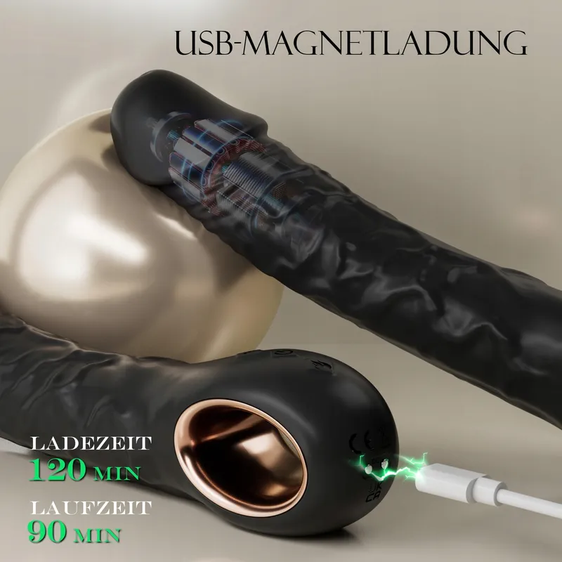 Diloschwanz Vibrator 22cm Verwarming 10 Standen — foto 7