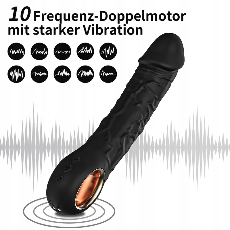 Diloschwanz Vibrator 22cm Verwarming 10 Standen — foto 2