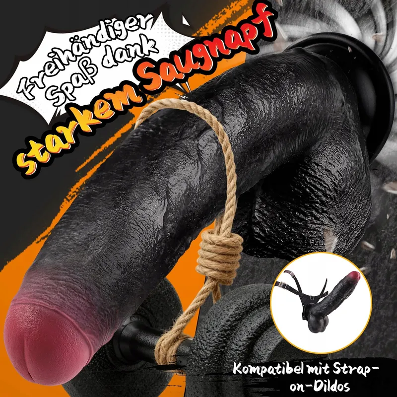 PRONFANS Realistische Dildo 28cm Silicone Zwart Sterke Zuignap — foto 4
