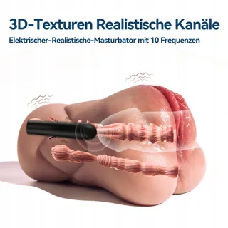 Realistische Masturbator Mannen 10 Vibratiemodi Bruin — miniatuur 2