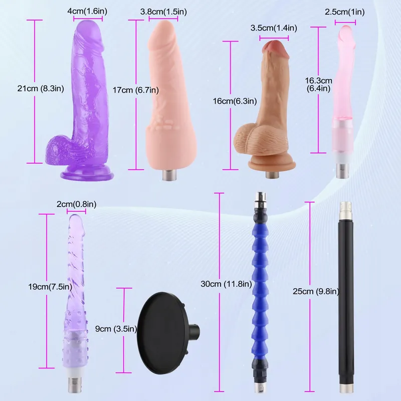 SEXMACHINE Erotische Machine Afstandsbediening 8 Opzetstukken — foto 2