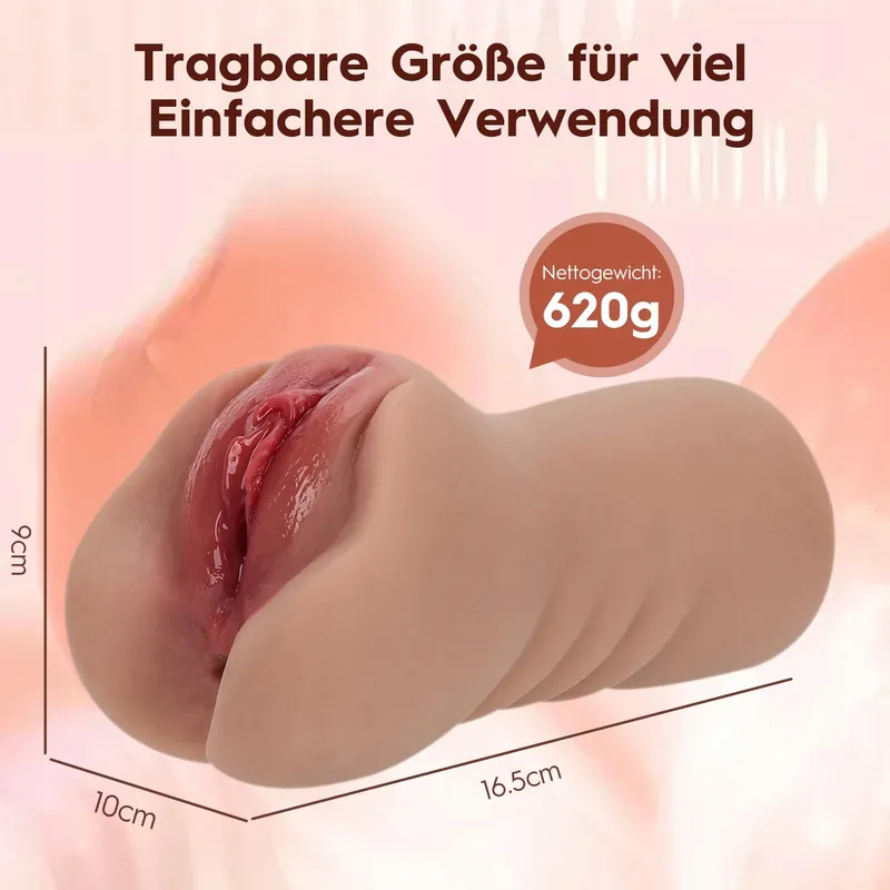 Pocket Pussy 2-in-1 Masturbator Mannen 3D Vagina Anaal 650g Bruin — foto 3