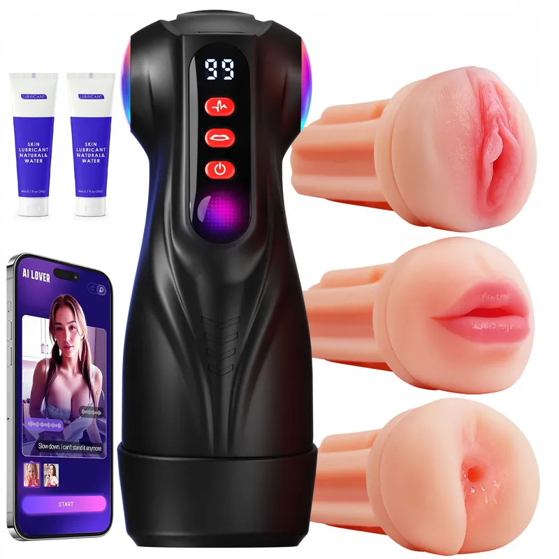 TAUARA Masturbator Voor Mannen 3 Inzetstukken App 9 Modi — foto 1