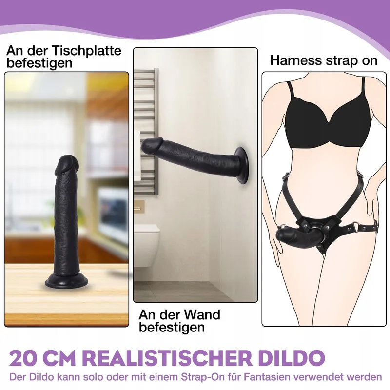 Realistische Dildo Set Vrouwen Verstelbaar Harnas Zuignap — foto 6