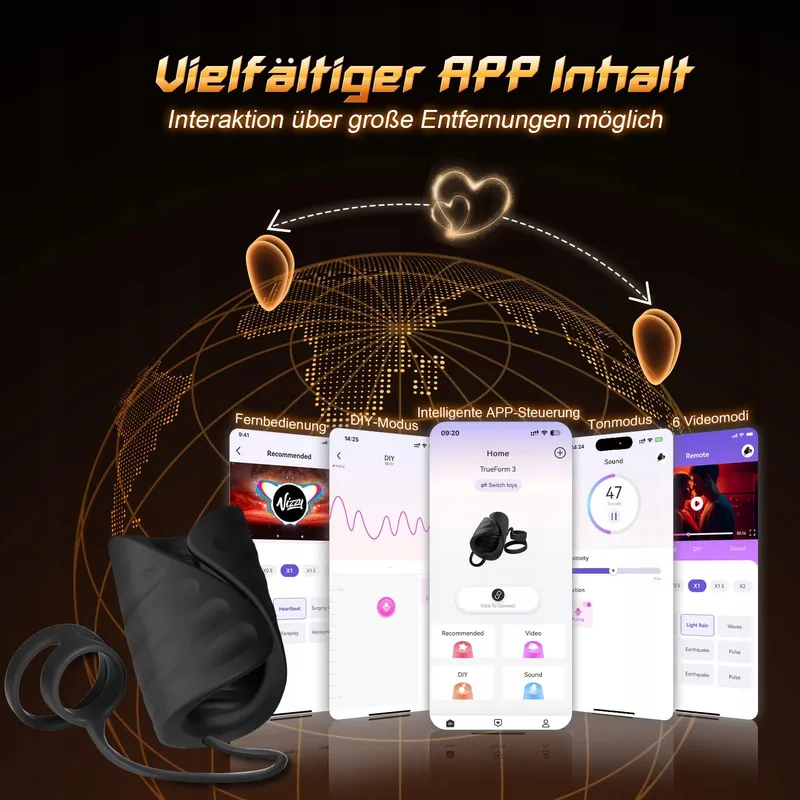 KIOTOS Masturbator Voor Paren Penistrainer 9 Modi App Zwart — foto 5