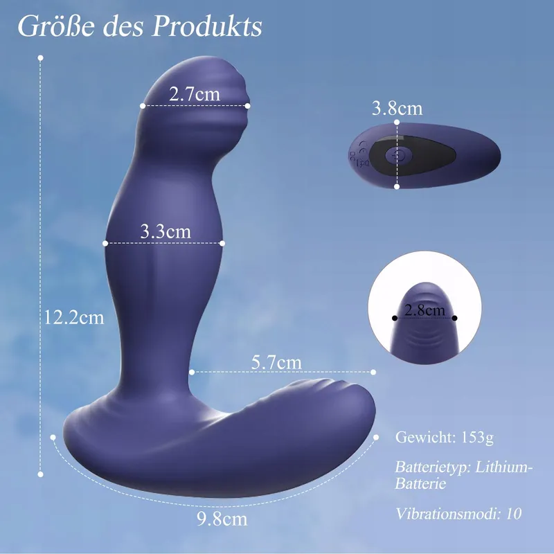 BDSMYEE Anale Vibrator Afstandsbediening 10 Standen 360° Rotatie — foto 2