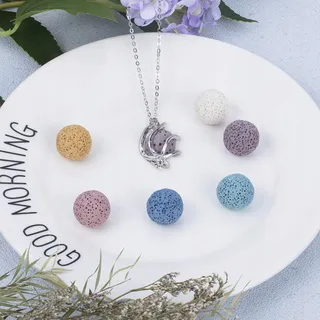 NBEADS Natuurlijke Lavaparels 15,5mm Aromatherapie Kettingen — miniatuur 5