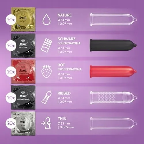 AMOR Premium Mix Special Condooms Proefpakket 53/54mm 100 Stuks — foto 5