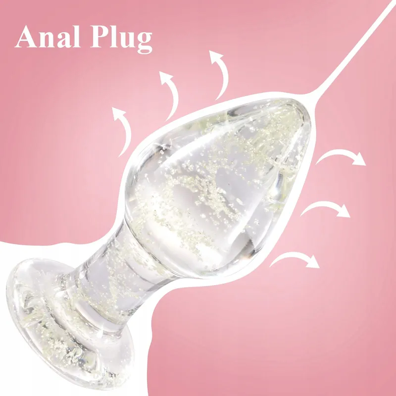 Lichtgevende Glazen Analplug Medium Vrouwen Mannen — foto 3