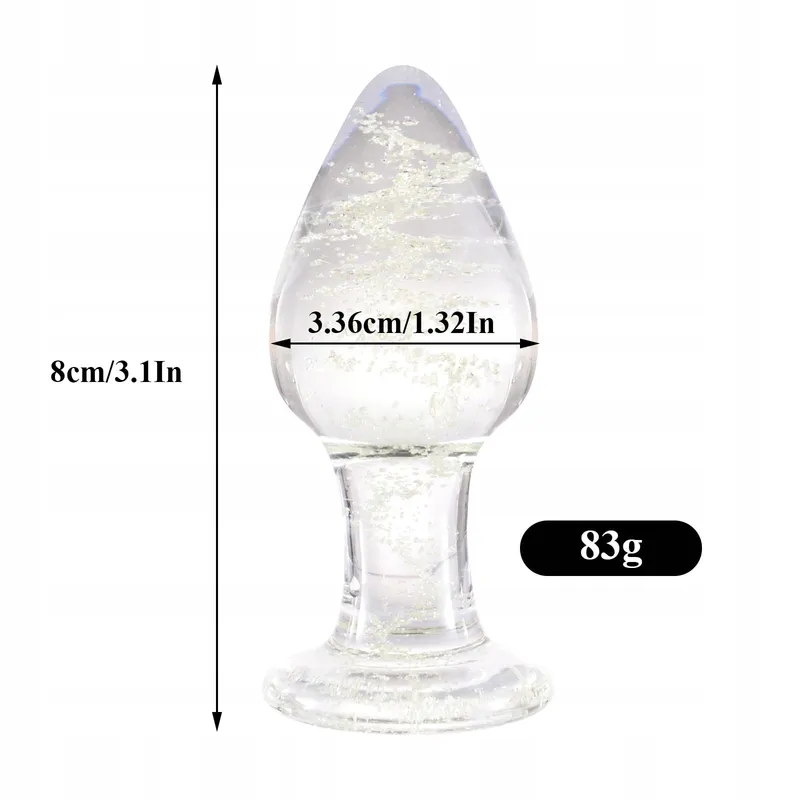 Lichtgevende Glazen Analplug Medium Vrouwen Mannen — foto 2