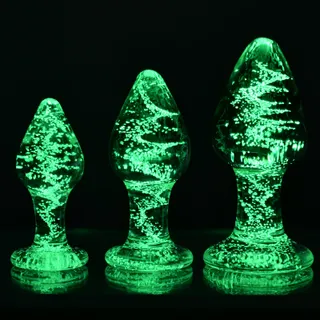 Lichtgevende Glazen Analplug Medium Vrouwen Mannen — miniatuur 6