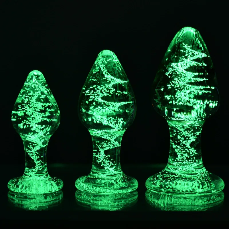 Lichtgevende Glazen Analplug Medium Vrouwen Mannen — foto 6