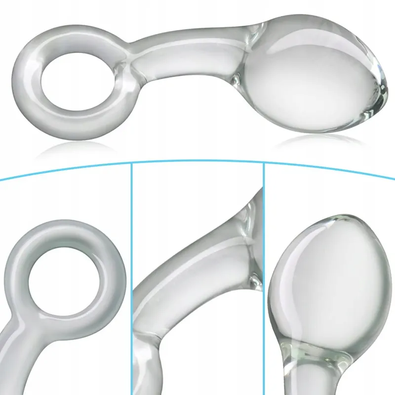 Glazen Anaalplug met Trekring G-Punt Stimulatie S — foto 7