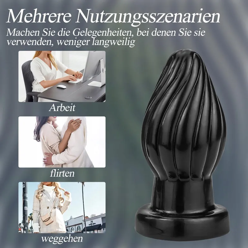BDSMAGE Spiraal Anaalplug Analdildo met Kralen Zwart L — foto 5