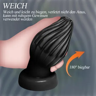 BDSMAGE Spiraal Anaalplug Analdildo met Kralen Zwart L — miniatuur 6