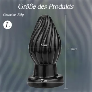 BDSMAGE Spiraal Anaalplug Analdildo met Kralen Zwart L — miniatuur 2