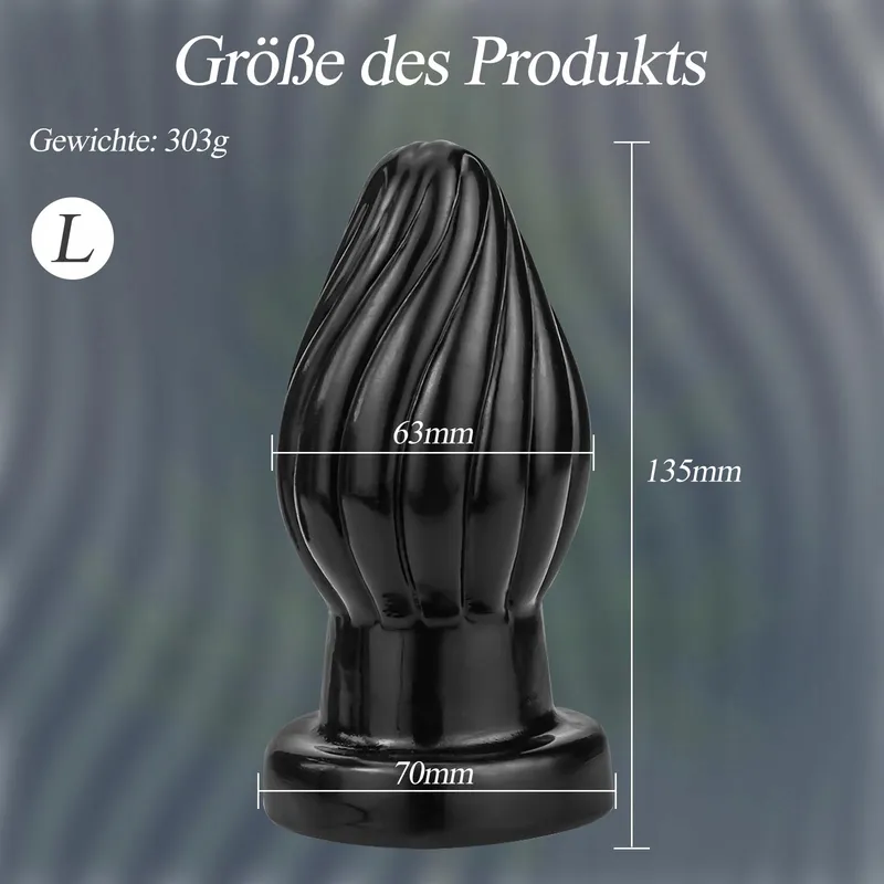 BDSMAGE Spiraal Anaalplug Analdildo met Kralen Zwart L — foto 2