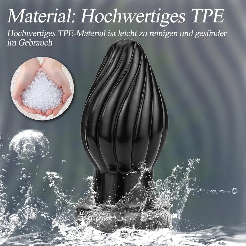 BDSMAGE Spiraal Anaalplug Analdildo met Kralen Zwart L — foto 7