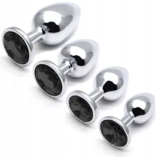 ALLESCOSY Metalen Buttplugset 4 Stuks Zwart