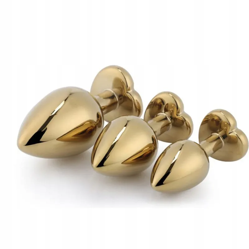 GLITTER GOLD Anaalplug Set Kristal Hart Metaal — foto 3
